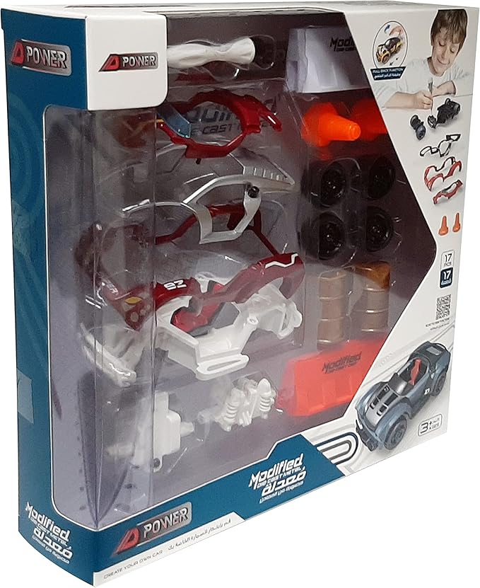 D - Power 17pcs DIY Modified Race Car for Kids | Car Building Toy Kit | Make you own Racing Car, Scale 1:32 - Marah Kids