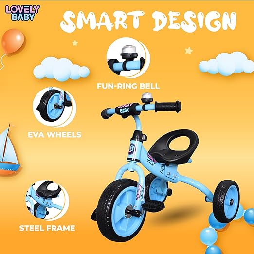 Lovely Baby Kids Tricycle - Blue - Marah Kids