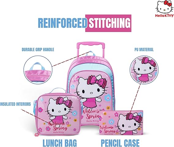 SANRIO HELLO KITTY WELCOM SPRING 3IN1 TROLLEY BOX SET 16" - Marah Kids
