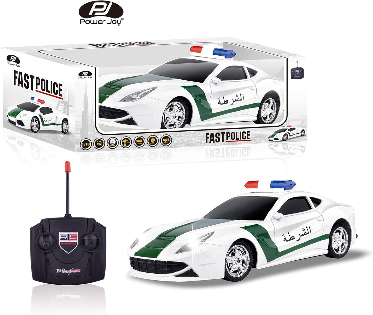Power Joy Remote Control Police Car 1/18 Battery Operated UAE - Marah Kids