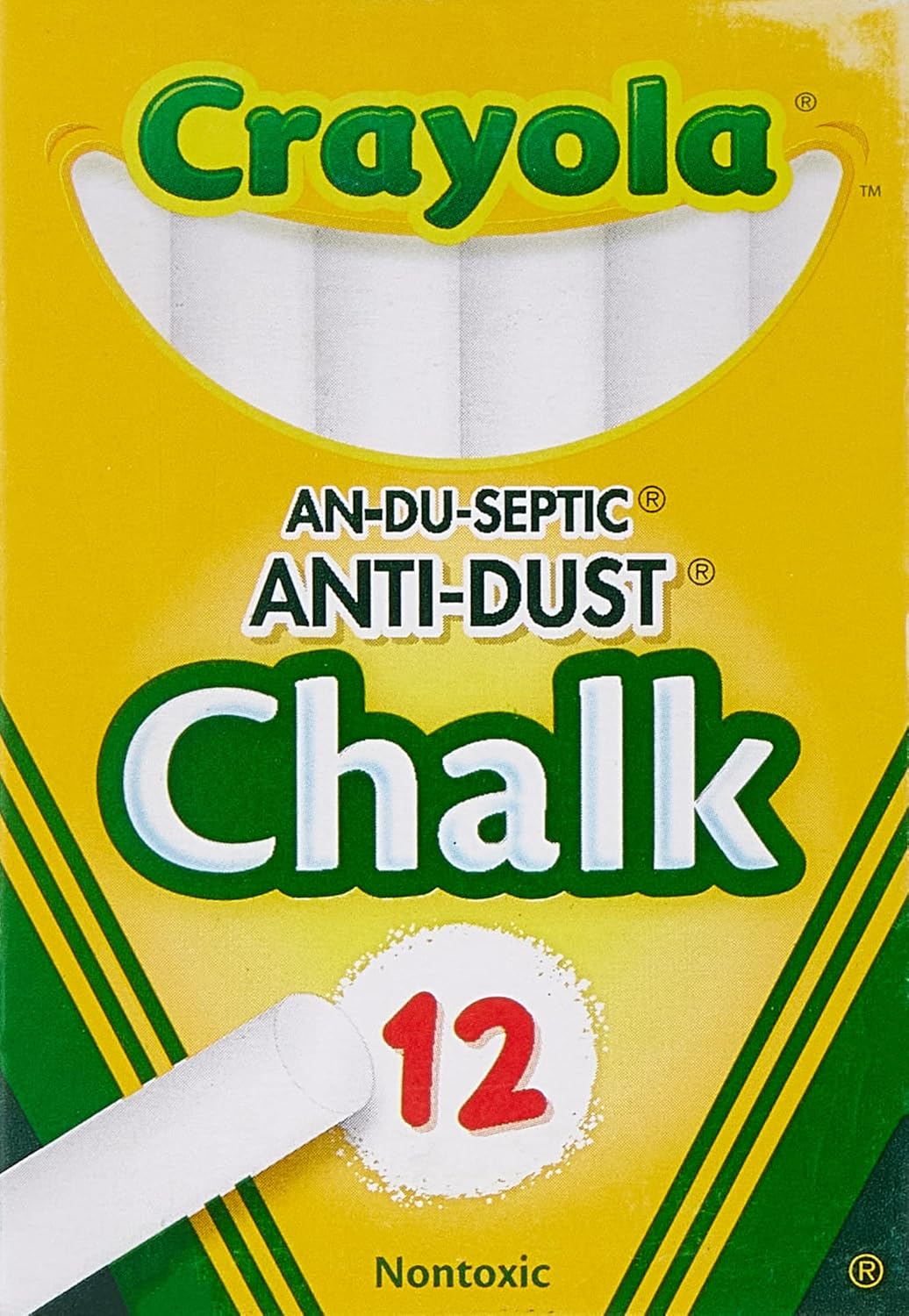 Crayola 12 ANTI DUST CHALKS - WHITE - Marah Kids