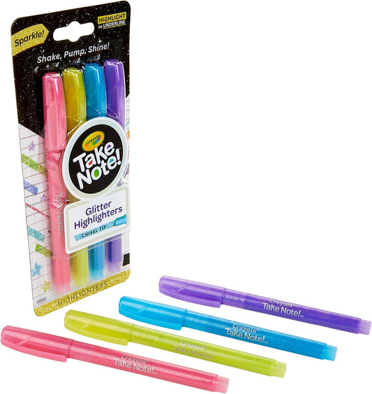 Crayola Take Note Glitter Highlighters, 4 Count - Marah Kids