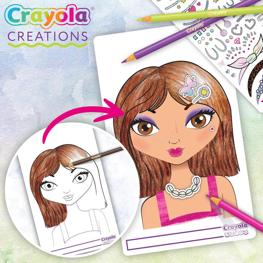 Crayola - Creations Compact Make - Up Artist Sketch Set | includes tutorial pages with beauty and makeup secrets and many pages of sketches combinations | Ages 6+ - Marah Kids