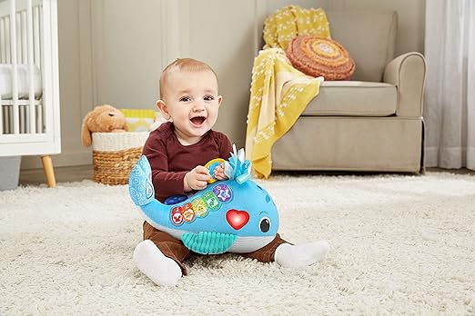 VTech Baby Snuggly Sounds Whale, Baby Sensory Toy with Lights, Sounds & Music, Interactive Gift for infants 3, 6, 9, 12 months +, English version - Marah Kids