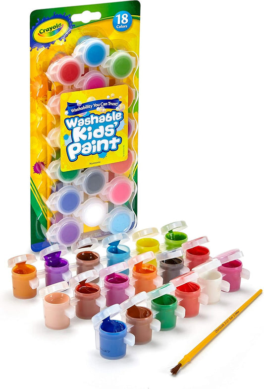 Crayola 18 ct. Washable Paint Pots with Brush, Classic & Bold Colors - Marah Kids