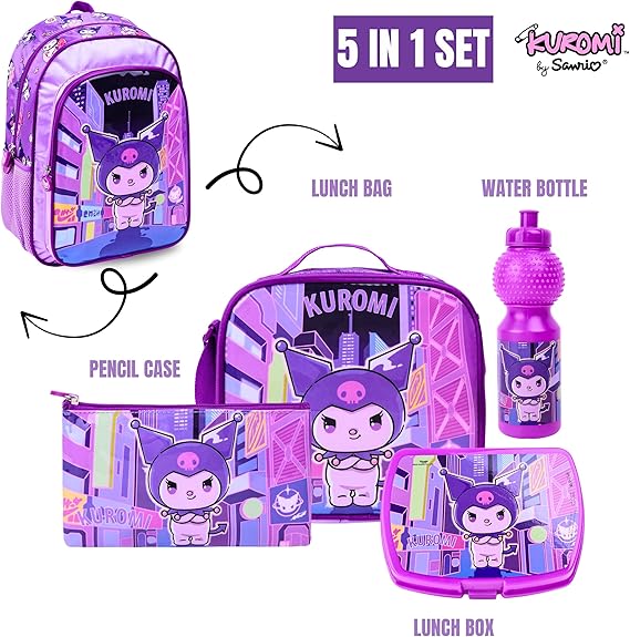 SANRIO KUROMI AMBITION 5IN1 BACKPACK SET 16" - Marah Kids