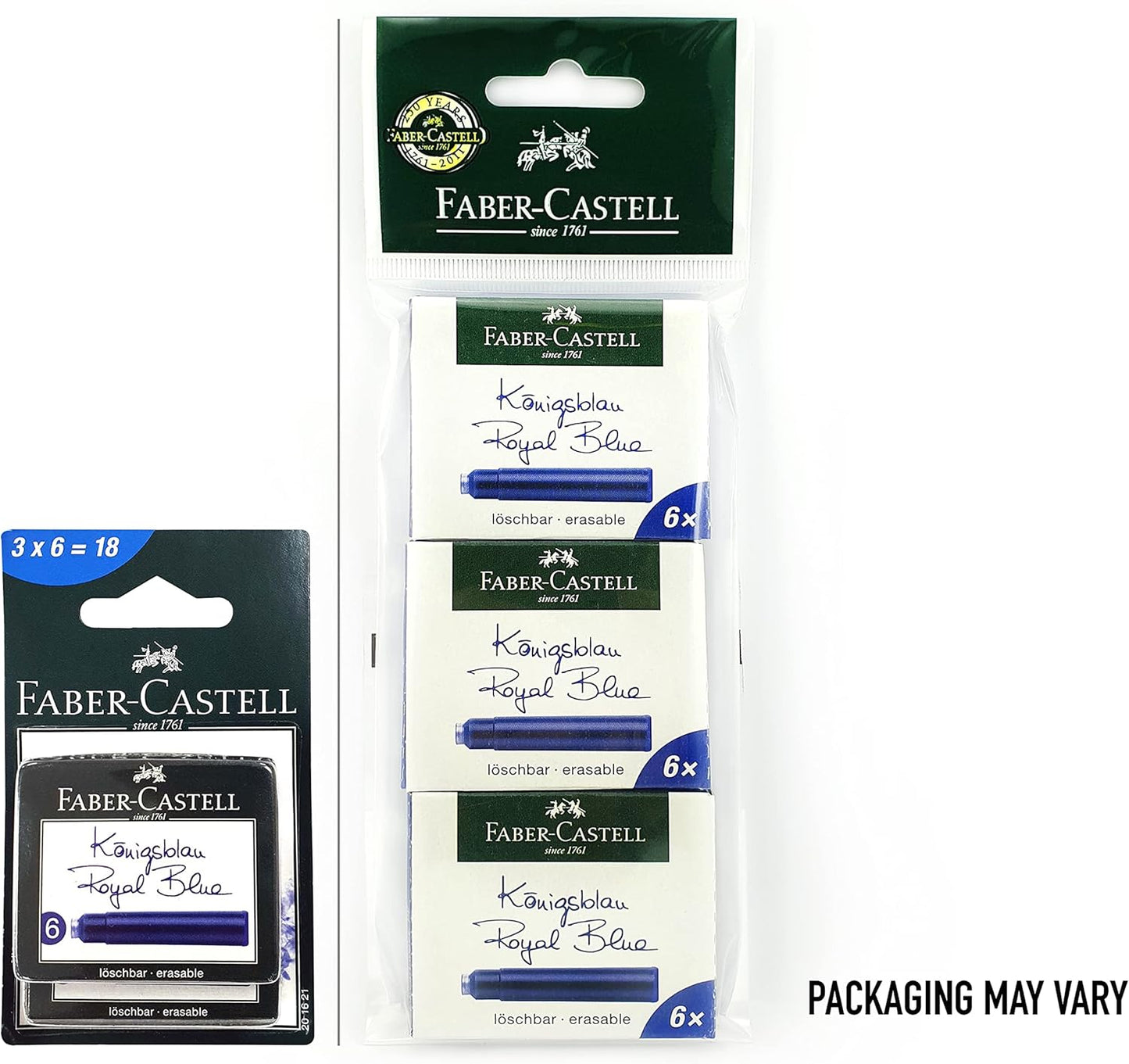 FABER - CASTELL INK CATRIDGE BLISTER OF 3 PACKET BLUE - Marah Kids