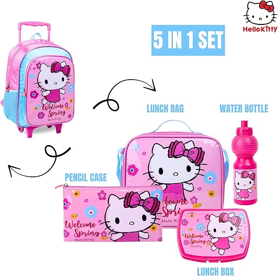 SANRIO HELLO KITTY WELCOM SPRING 5IN1 BACKPACK BOX SET 16" - Marah Kids