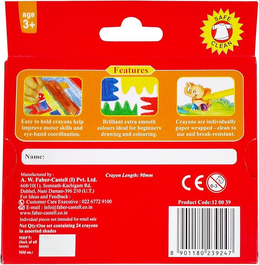 FABER - CASTELL JUMBO WAX CRAYONS 24 COLOR 90MM - Marah Kids