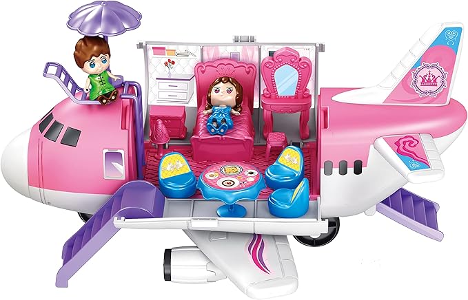 Power Joy Playhome Airplane Playset With 2 Dolls - Marah Kids