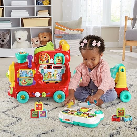 Vtech – 4in1 Alphabet Train | Interactive Ride - On, Walker, Pull Cart, Educational Toy for Toddlers | Includes Blocks, Letters, Numbers & Activity Panel | Ages 1 - 5 - Marah Kids