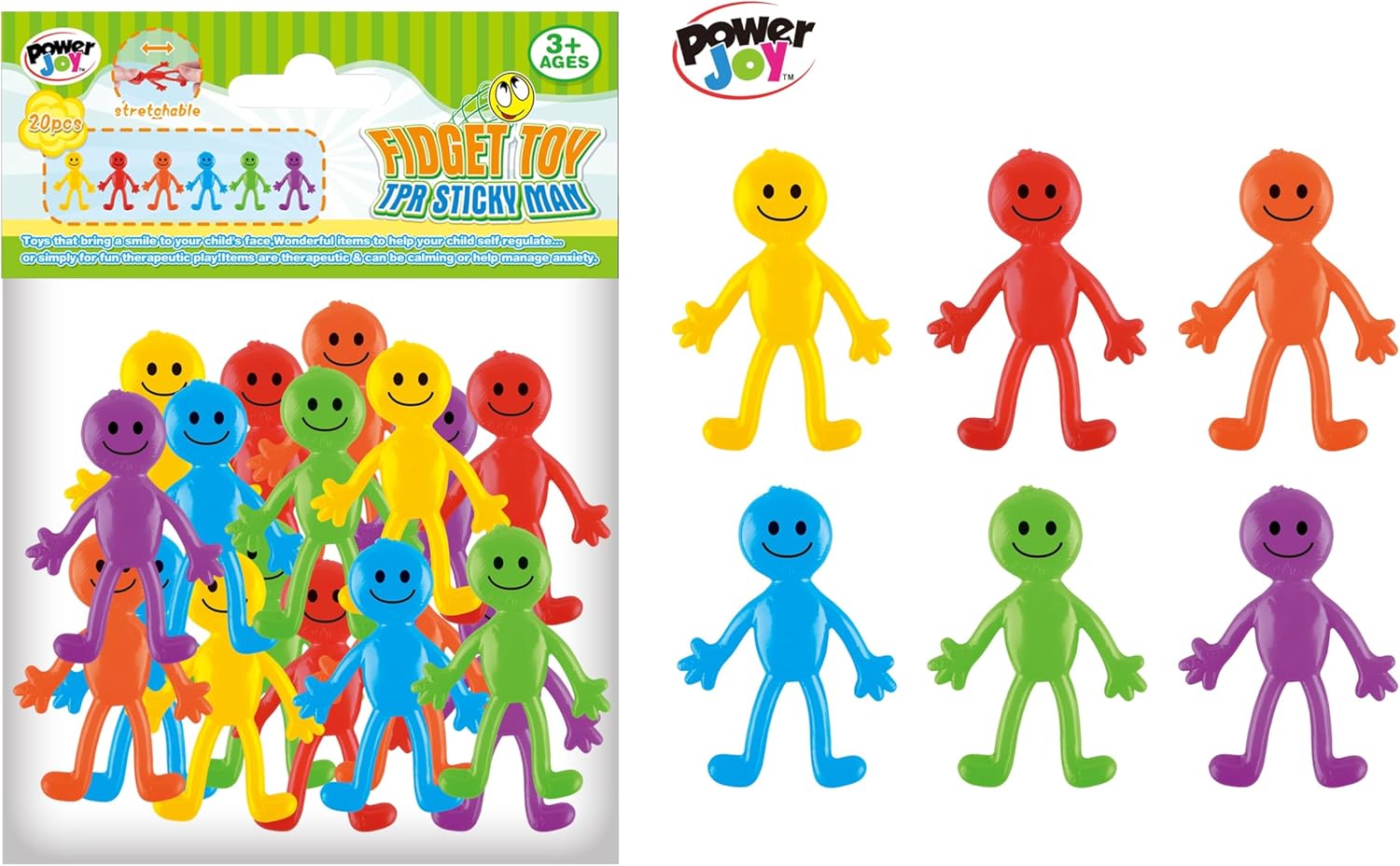 Power Joy Fidget Toy TPR Sticky Man 20 pieces - Marah Kids