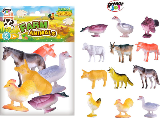 Power Joy Animal Worldz Farm Animal 4inches 6pcs - Marah Kids
