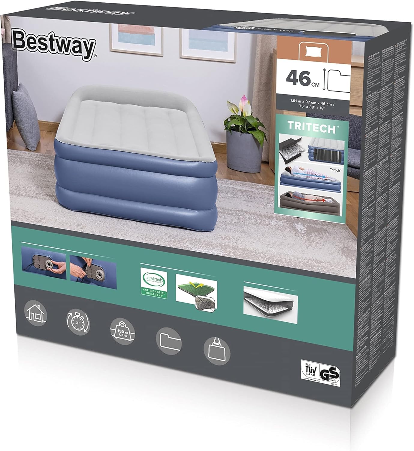 BESTWAY Airbed Twin B.I Ac Pump 191X97X46 - Marah Kids