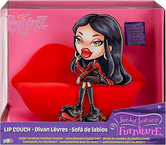 Bratz - Funky Fashion Furniture Lip Couch - Red | ICONIC SHAPE | Passion for Fashion in style with this statement furniture | fuzzy flocked finish | hangout spot or use with most fashion dolls up to 12” tall | Ages 6 + - Marah Kids