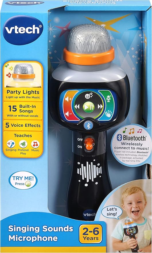 Vtech - SINGING SOUNDS MICROPHONE - Multicolour | 15 built - in sing - along songs on the Singing Sounds Microphone | Suitable ages 2 + up - Marah Kids
