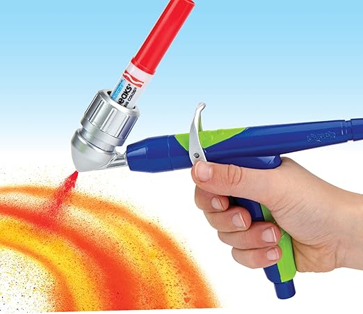 Crayola Marker Airbrush - Creative Airbrush for Kids with 8 Washable Felt Tip Pens and 5 Stencils, Educational Toy for Artistic Activities, Ages 6 Years - Marah Kids