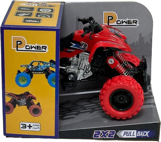 D - Power - Pullback Motorcycle Stunt Bike, Red | No Batteries Needed, Fun for All Ages | 3+ - Marah Kids