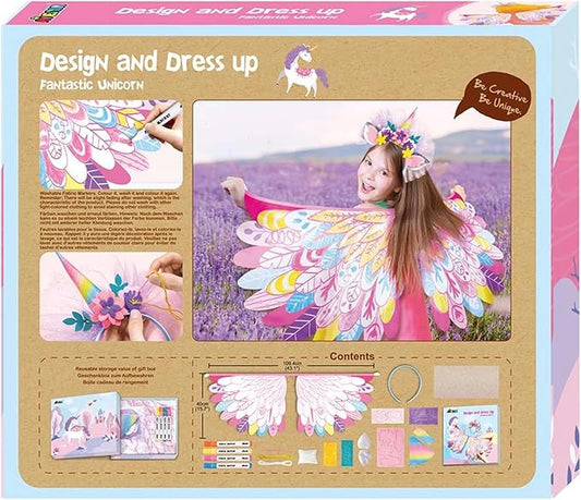 Avenir Unicorn Dress Up Fun Set – Fantastic Unicorn | DIY Costume with Pre - Printed Wings, Markers, Felt, Plastic Needle, & Headband - Spark the Imagination | 3+ Years - Marah Kids