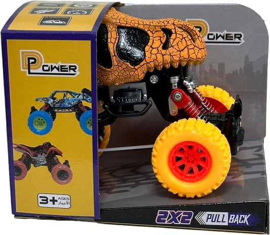 D - Power - PullBack Dino Stunt Truck, Orange| No Batteries Needed, Fun for All Ages | 3+ - Marah Kids