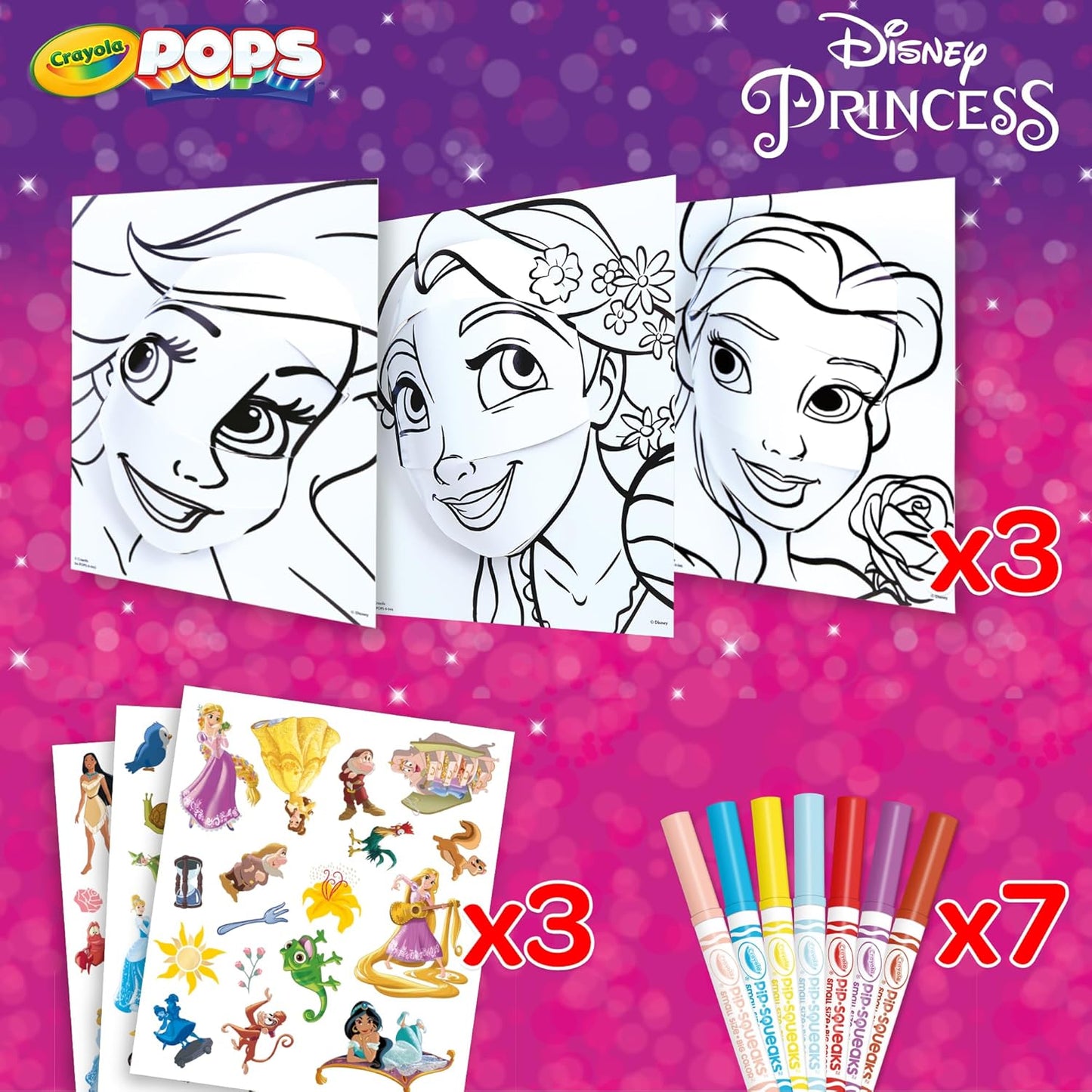 Crayola - POPS 3D Activities Set Colouring and Creating 3D Pictures | Creative Activity and Gift for Children, Theme Disney Princess, | Ideal for gift ages from 6 Years - Marah Kids