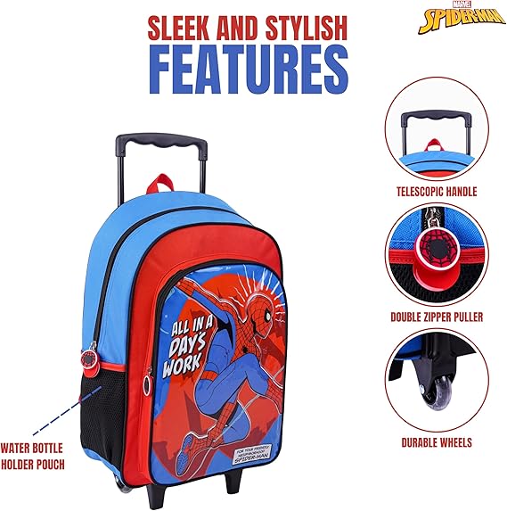 MARVEL SPIDER - MAN ALL IN A DAYS WORK 5IN1 TROLLEY BOX SET 18" - Marah Kids