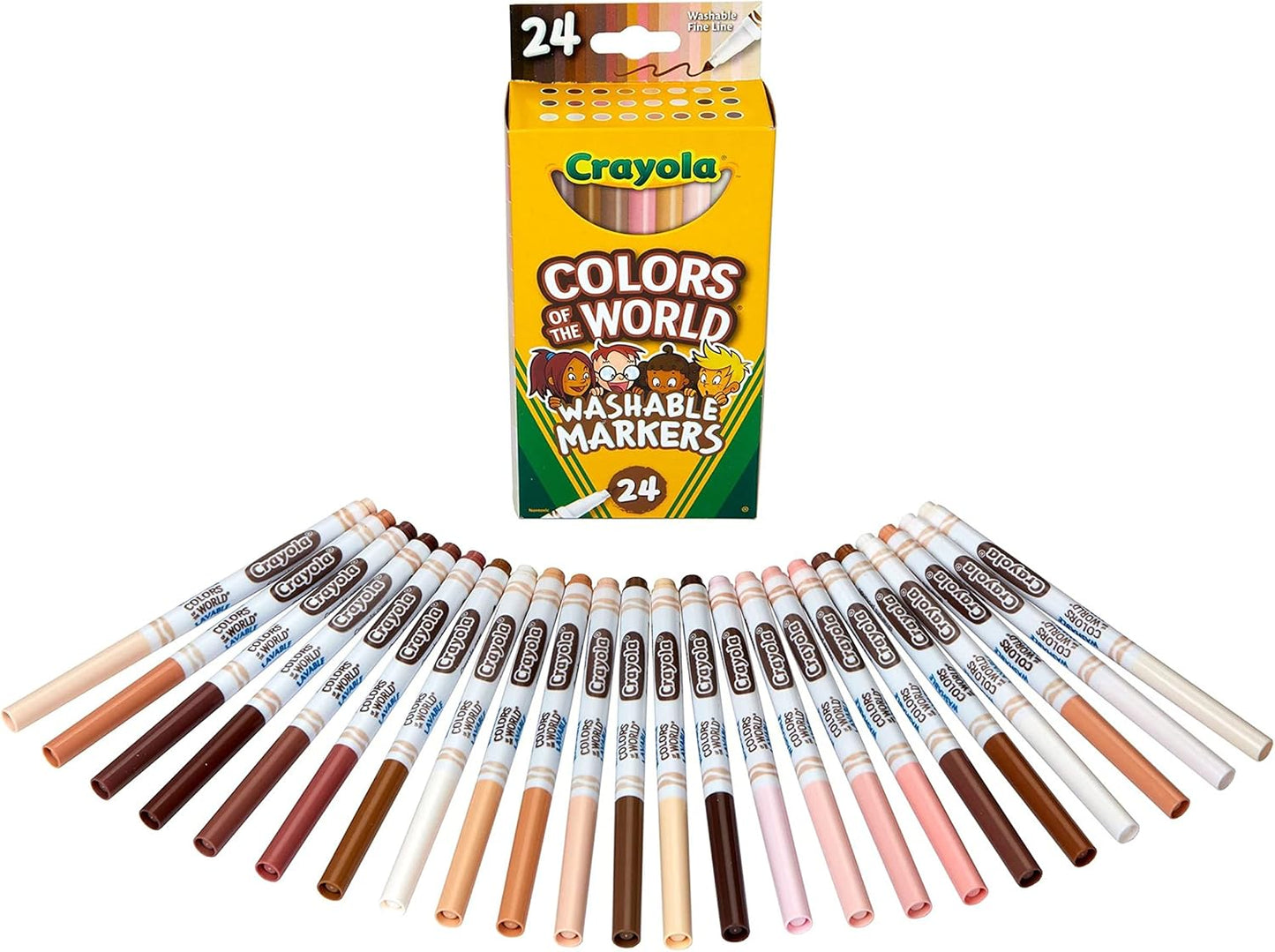Crayola Colors of the World Washable Skin Tone Markers, 24 Count - Marah Kids