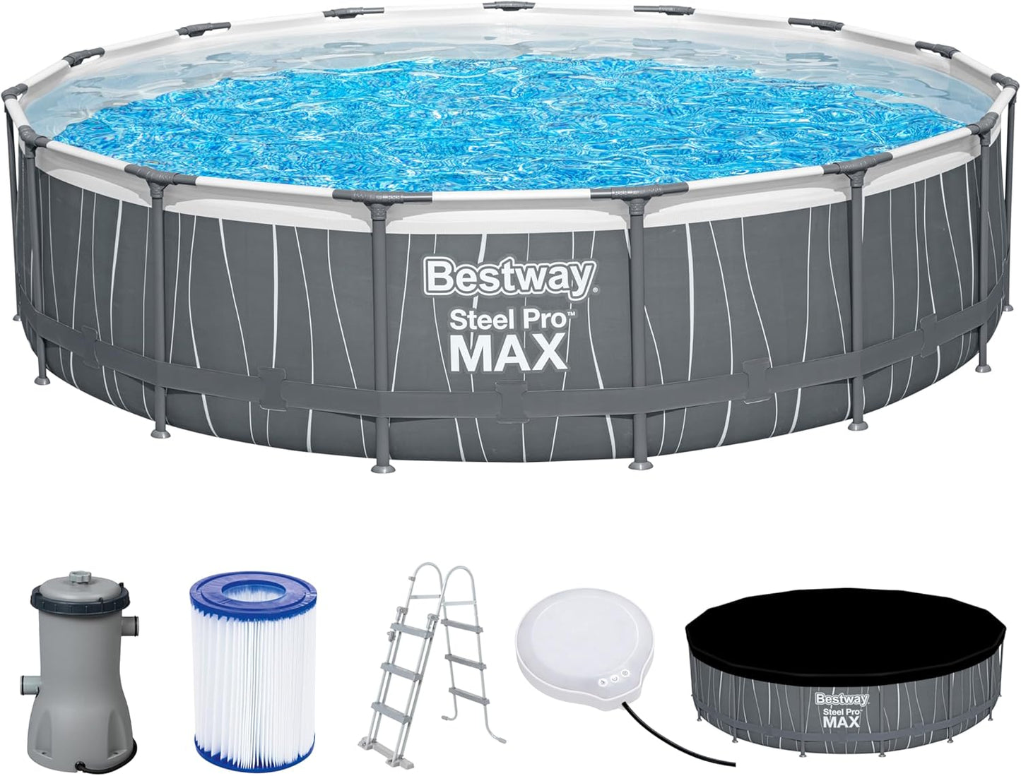 BWAGP BESTWAY POOLSET STEELPRO MAX LED 457X107 - Marah Kids