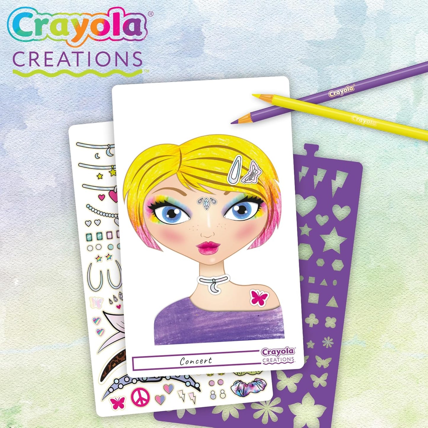 Crayola - Creations Compact Make - Up Artist Sketch Set | includes tutorial pages with beauty and makeup secrets and many pages of sketches combinations | Ages 6+ - Marah Kids