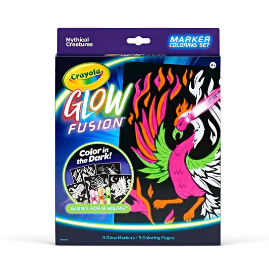 Crayola Glow Fusion Coloring Set: Glow - in - the - Dark Markers, Mythical Creatures - Marah Kids