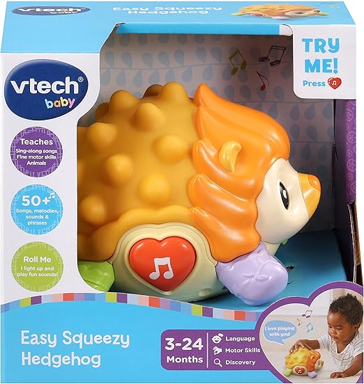 Vtech - Easy Squeezy Hedgehog | Baby, Interactive & Developmental Toy with Sounds and Music | For Boys & Girls, Suitable for Ages 3 Months+ - Marah Kids