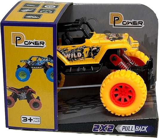 D - Power - Pullback Stunt Off - Roader, Yellow | No Batteries Needed, Fun for All Ages | 3+ - Marah Kids