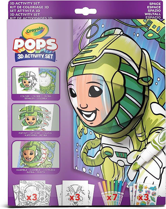 Crayola - Pops 3D Coloring Kit - Space | Innovative 3D Artwork Creation - Choose, Color, and Display - Transform Coloring Pages into 3D Art - Easy to Hang or Display, 6+ - Marah Kids