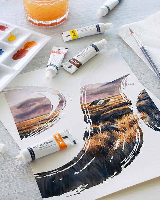 FABER - CASTELL WATER COLORS SET OF 12 X 9ML TUBES IN A CARDBOARD PACK - Marah Kids