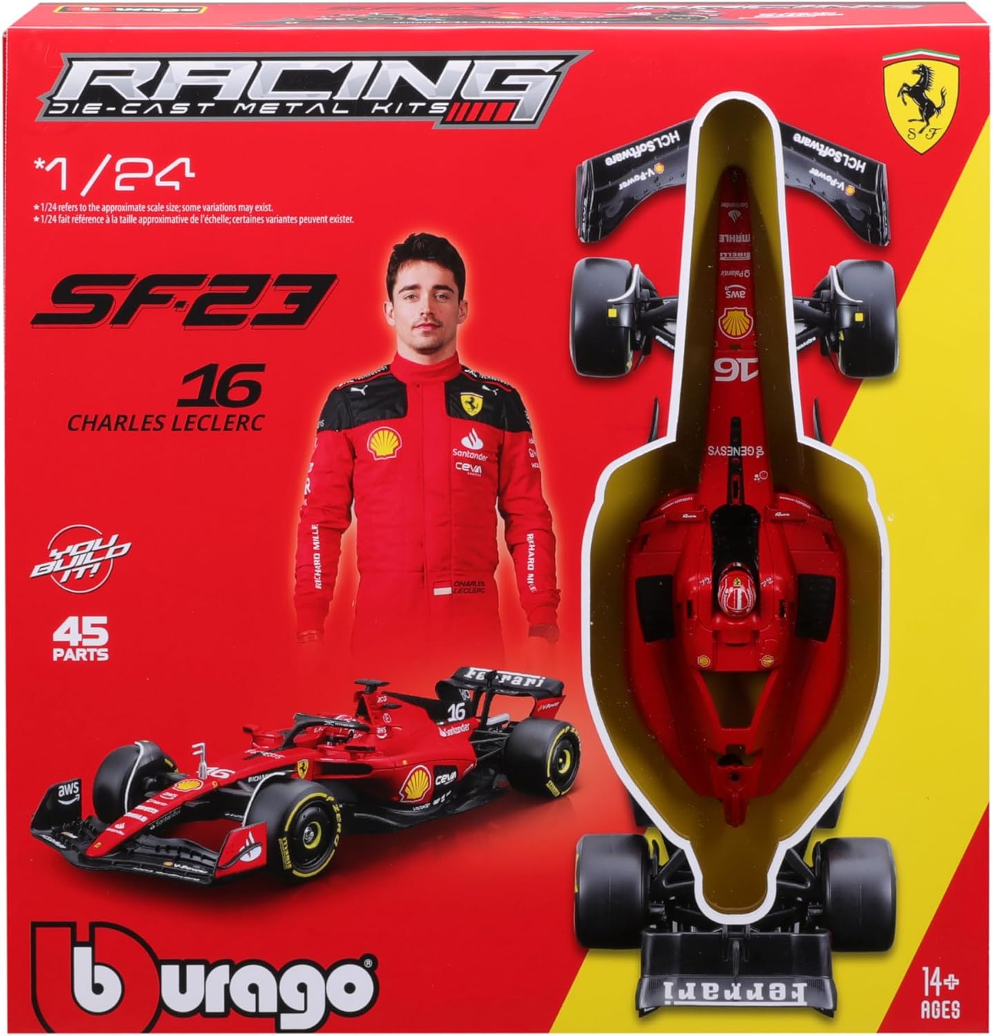 Bburago 1:24 Ferrari Formula Model Kit (with helmet & plastic stand) - SF-23