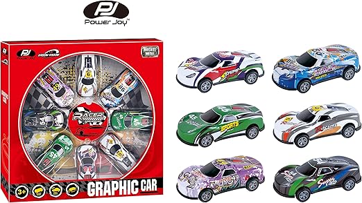 Power Joy V. Vroom Pullback Graphic Car 8 pieces - Marah Kids