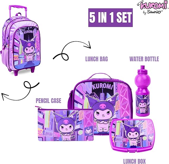 SANRIO KUROMI AMBITION 5IN1 TROLLEY BOX SET 16" - Marah Kids