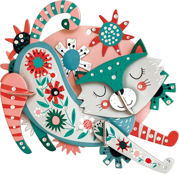 Avenir 3D Decoration - Cat Kit | Turn Your Wall into a Zoo! Create 3D Decorations with Pre - Cut Cardboard Puzzle Pieces | Thoughtful and Creative Gift Option for Kids 3+ - Marah Kids