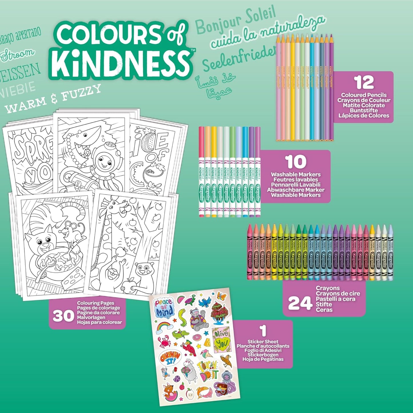 CRAYOLA Colours of Kindness Art Case | Includes Crayons, Markers, Pencils, Stickers & Paper | Ideal for Kids Ages 4+ - Marah Kids