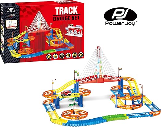 Power Joy Vroom Vroom Magic Track Bridge Set, Battery Operated - Marah Kids