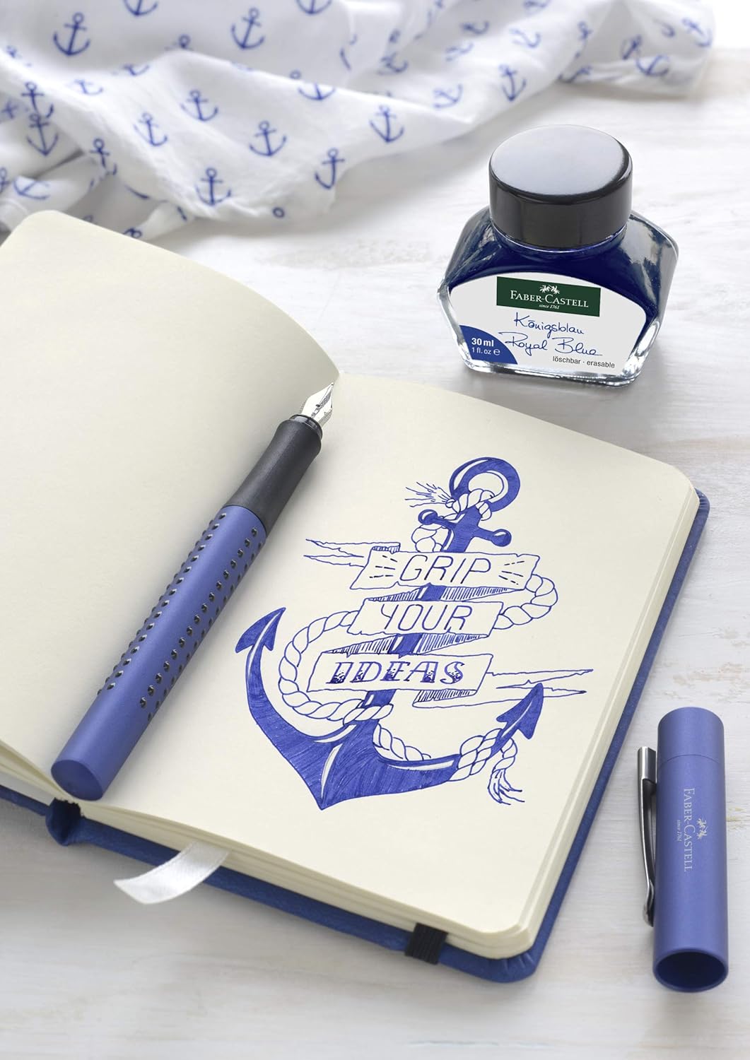 FABER - CASTELL INK CATRIDGE BLISTER OF 3 PACKET BLUE - Marah Kids
