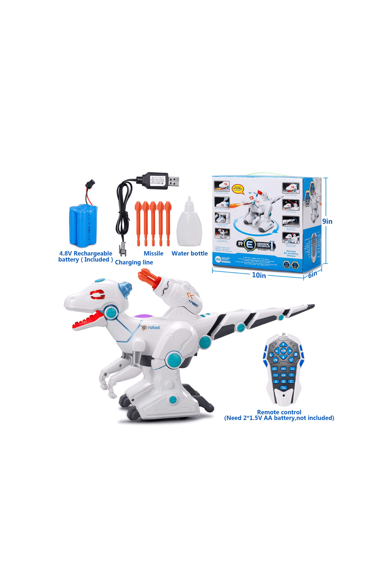 Remote Control Velociraptor Fire Breathing Dinosaur - Marah Kids