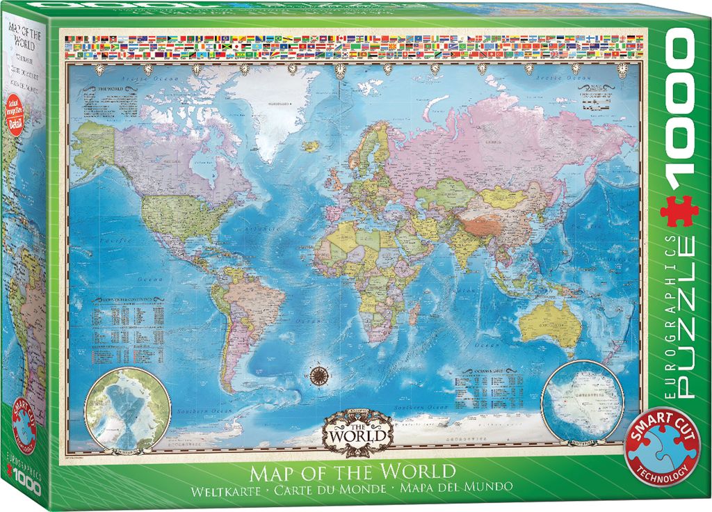 Eurographics Puzzle 1000 Map Of The World - Marah Kids