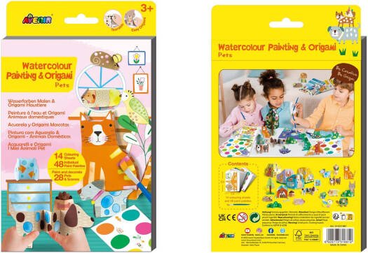 Avenir Watercolour Painting & Origami - Pets Multicolour | Encourage your child to be creative, great activity for rainy days, indoor play, travel and holidays | Ages 3+ - Marah Kids