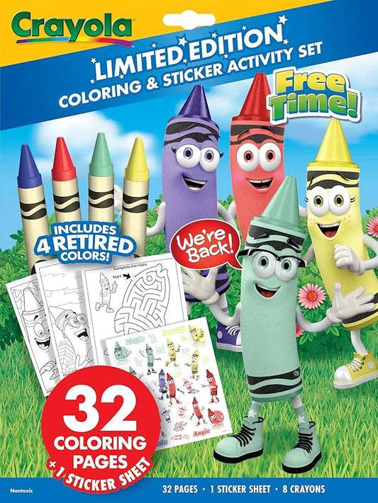 Crayola Retired Colors Free Time Coloring & Activity Set | 32 Pages, Ages 3+ - Marah Kids
