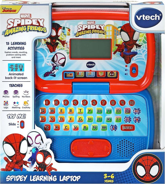 Vtech - Spidey & His Amazing friends Spidey Learning Laptop - Multicolour | Enjoy logic, memory, and creative games with the ® | Suitable for ages 3 + up - Marah Kids