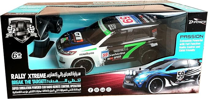 D Power – Rally Xtreme | RTR, Radio Remote Control SUV for Kids | 1:16 Scale, 27MHz, All Way Movement RC SUv | White / Black Asst. - Marah Kids