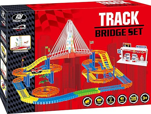 Power Joy Vroom Vroom Magic Track Bridge Set, Battery Operated - Marah Kids