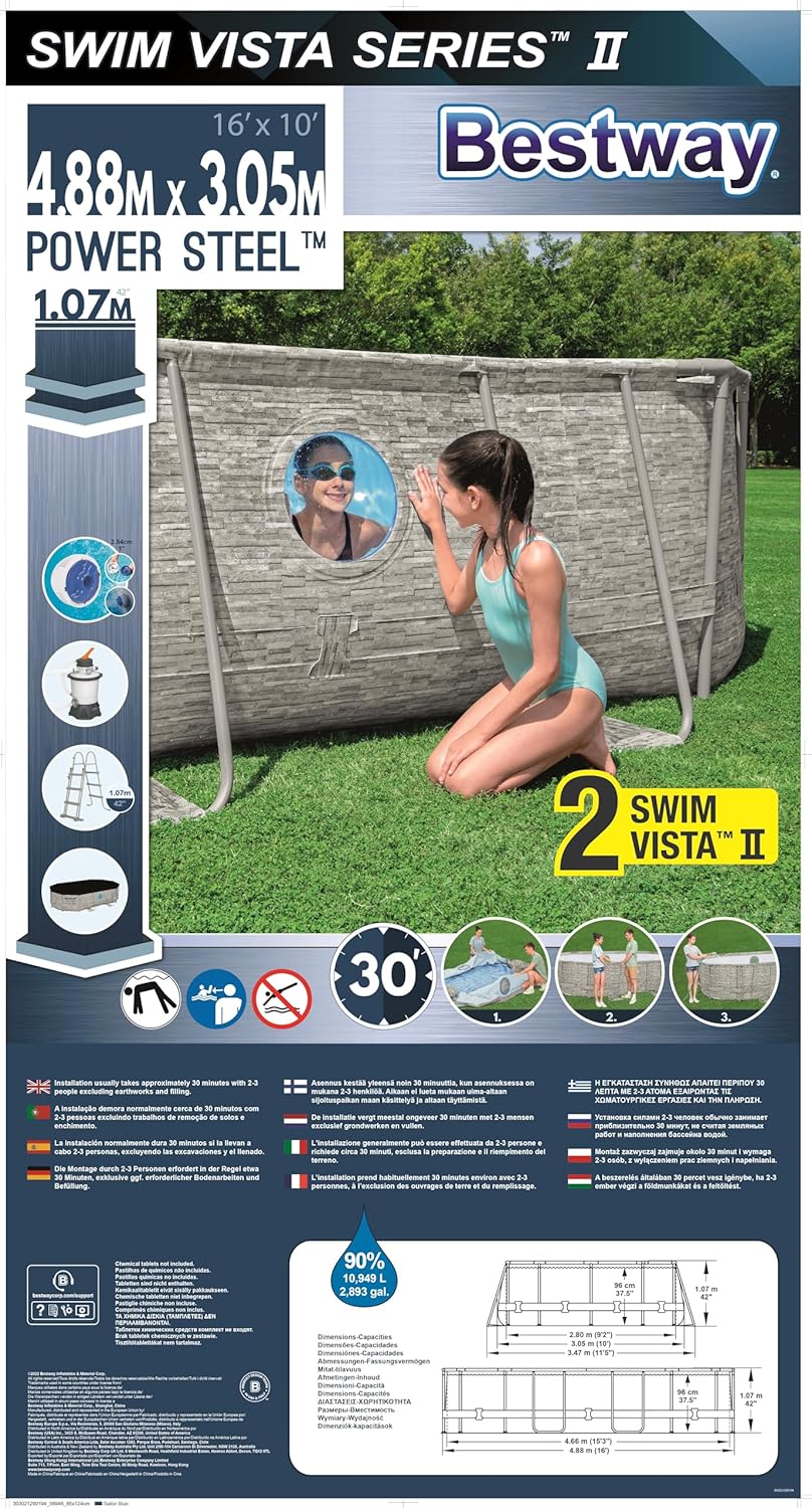 BWAGP BESTWAY POOLSET POWERSTEE VISTA 488X305X107 - Marah Kids