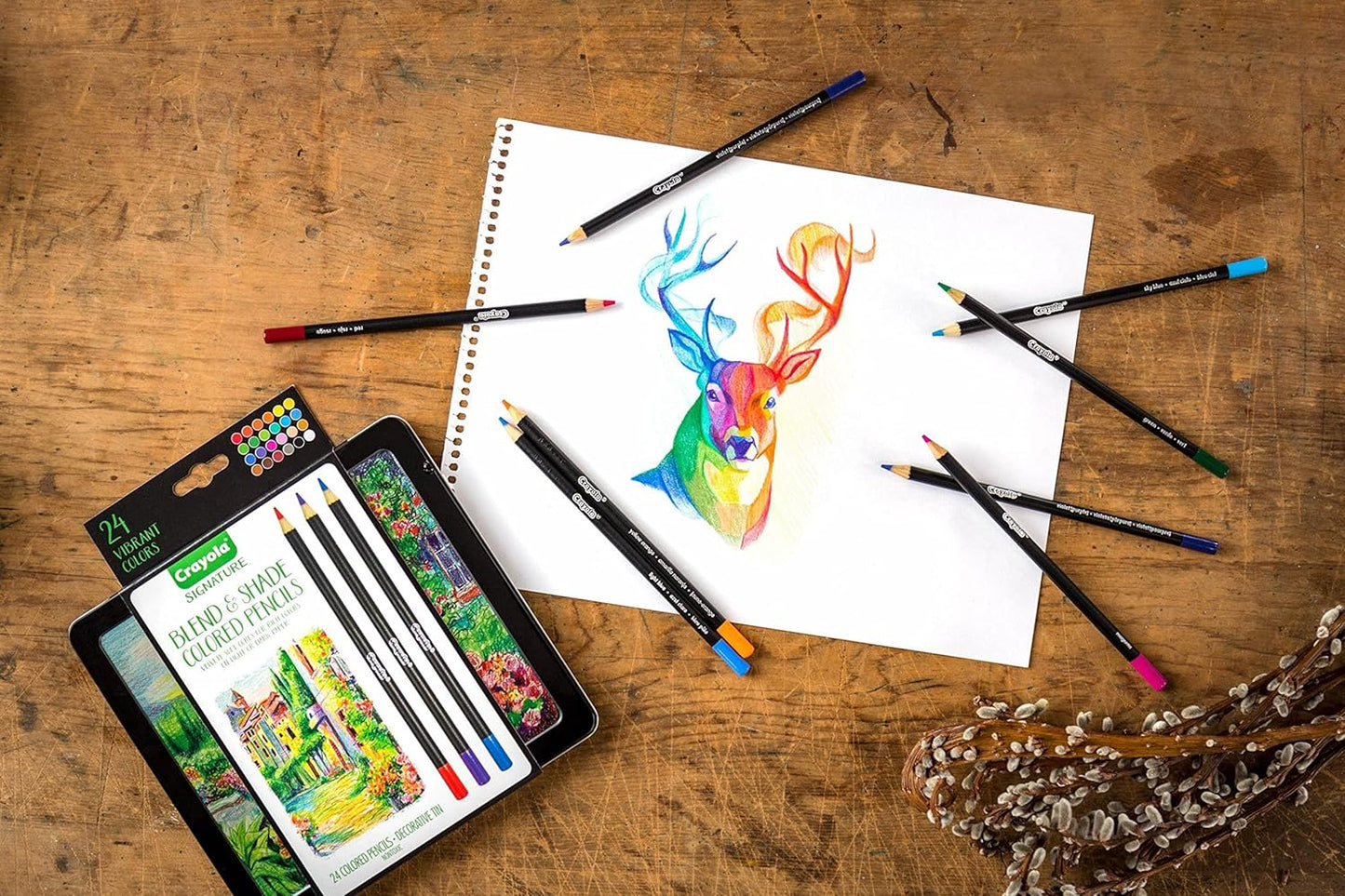 Crayola Signature Blend & Shade Colored Pencils with Tin, 24 Count - Marah Kids